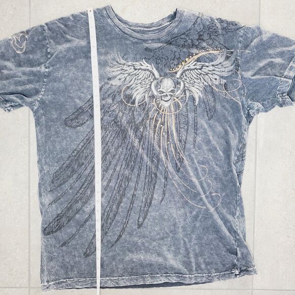 UHL STUDIOS MENS FORBIDDEN SKULL T-SHIRT FADED BLACK GRAPHIC TEE BIKER SZ 2XL - Picture 8 of 9